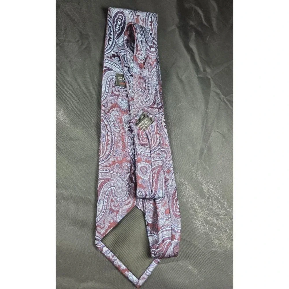 Courage Men's Silk Tie Paisley Purple Maroon Blue Necktie Classic Pattern